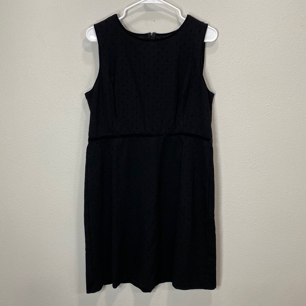 Talbots black sleeveless dress velvet dot trim